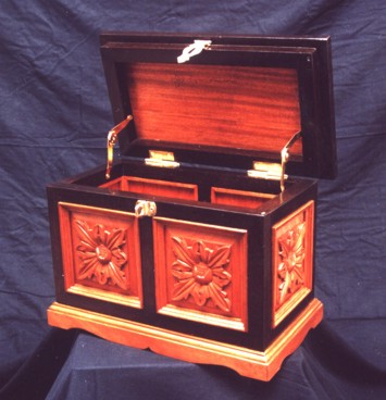 Black Temptation Hand Carved & Inlaid Wooden Chest
