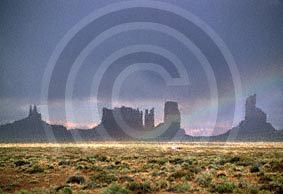 rainbow on monument valley