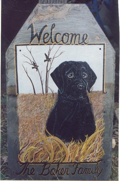 Welcome Slate Black Lab