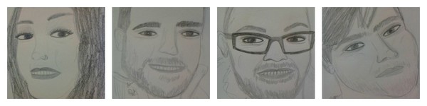 Sketch of Rosie, Simon, Joe and Ilya