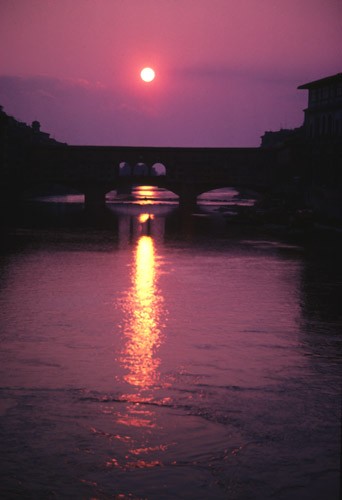 Sunset behind Ponte Vechio, Florence