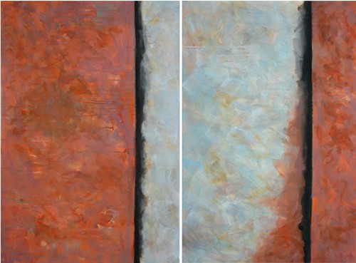 Peach and Grey Diptych