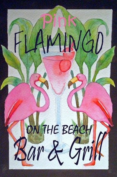 Pink Whimsical Flamingo Poster