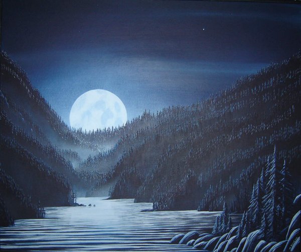 misty mountain moon