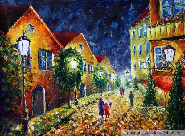 Night city landscape - Walk through the night city