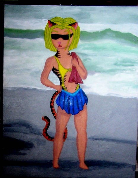 catgirl on beach