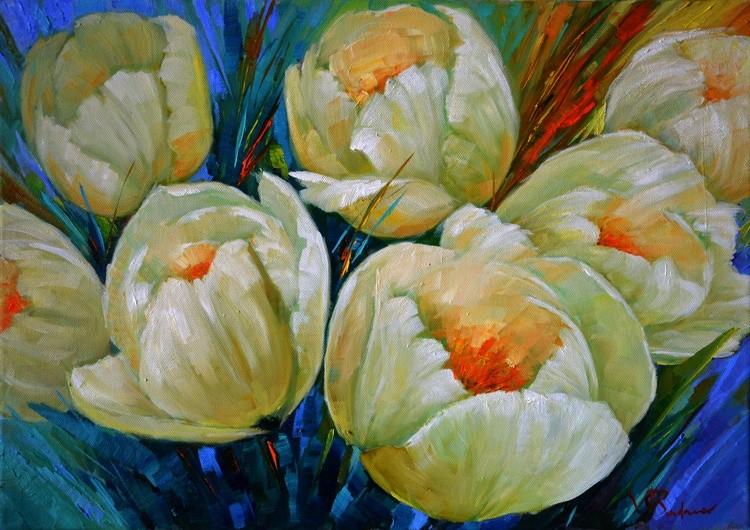 Wild bouquet of tulips