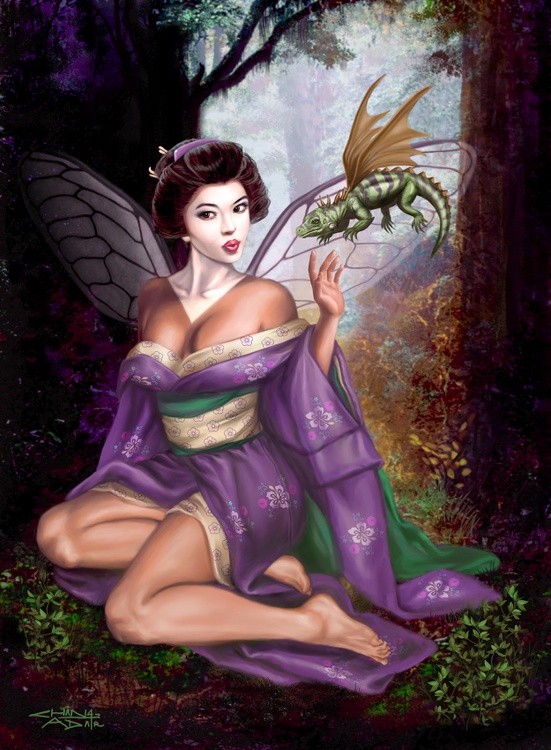 Geisha Faerie and Orson the Dragon