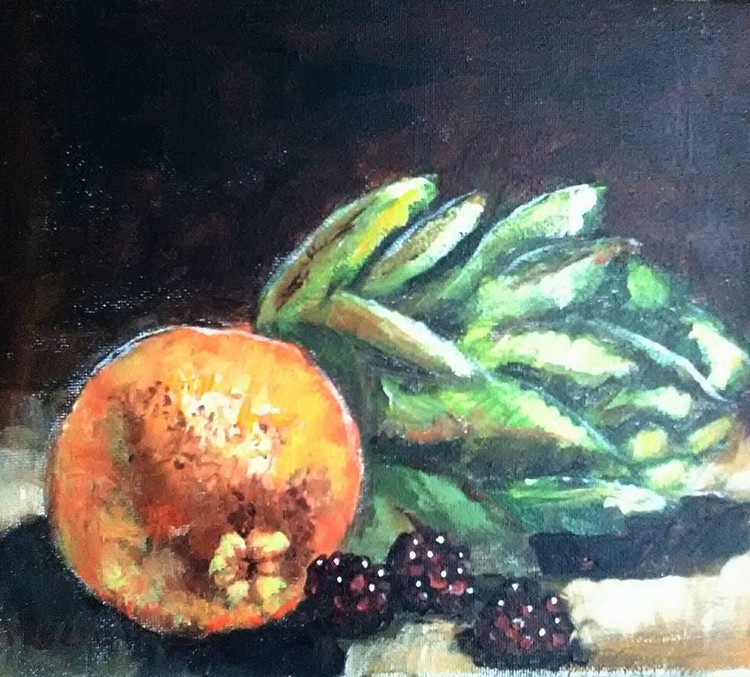 Artichoke and fruit/ Located at Strada Asheville NC