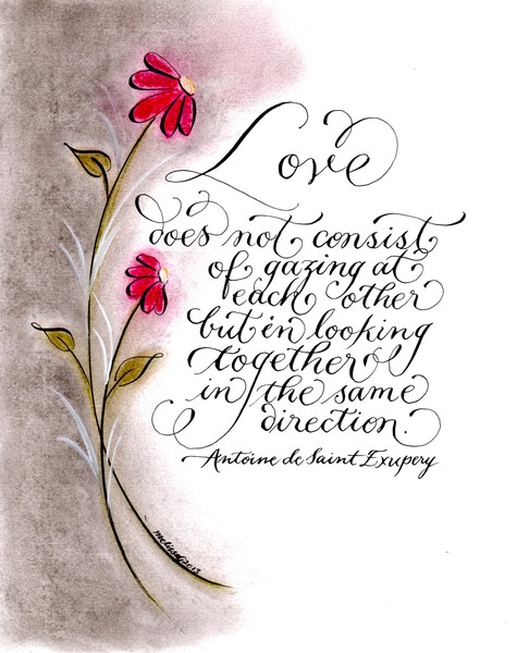 same direction love quote calligraphy art 