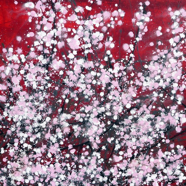 Pink Blossom on Red