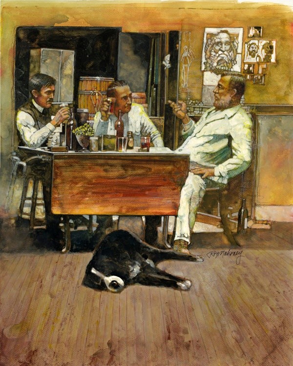 men at table