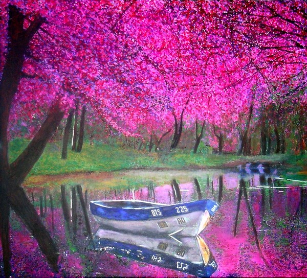 Cherry blossoms by the lake shore (revisited)