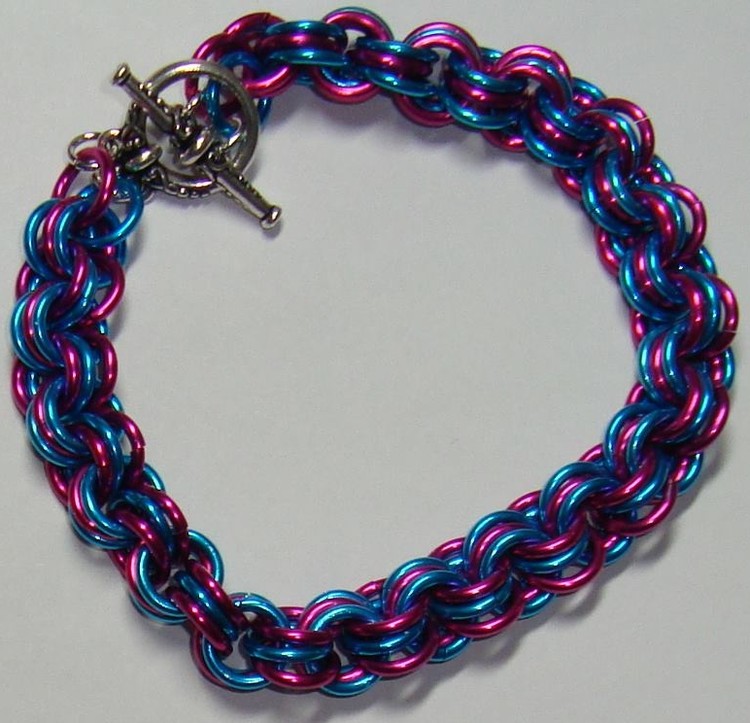 three and three chain maille bracelet 9 1 2 in by 3 8 in