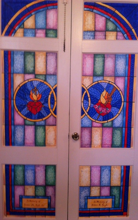 Faux Stained glass door inserts