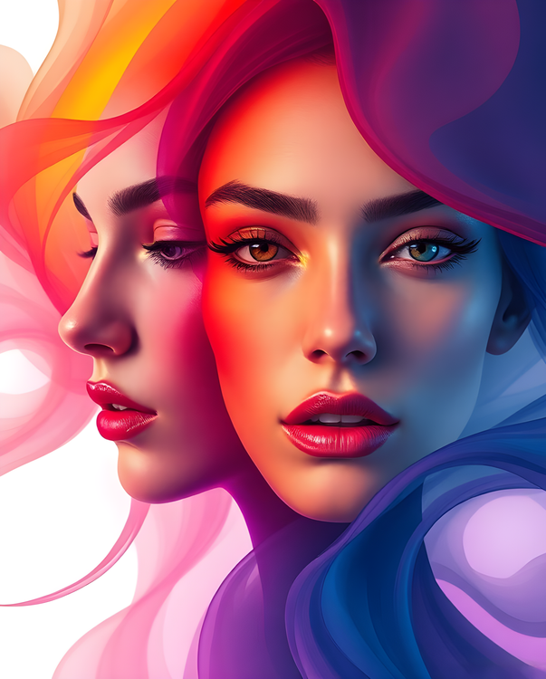 Dual Faces in Vibrant Hues