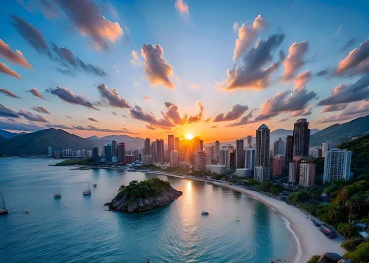 Beautiful landscape of nature and city in harmony.