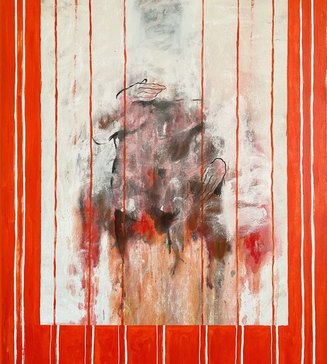 UntitledMixed media on linen canvas100x120cm2024Even the harshest living conditions can become beara