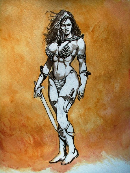 Red Sonja (watercolor stage one)