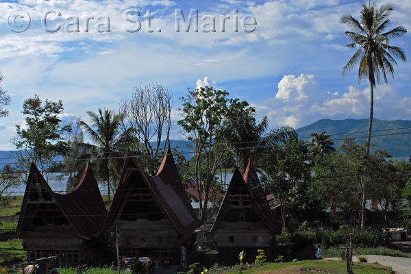 Three Batak Houses on Lake Toba