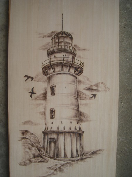 lighthouse woodburning/pyrography