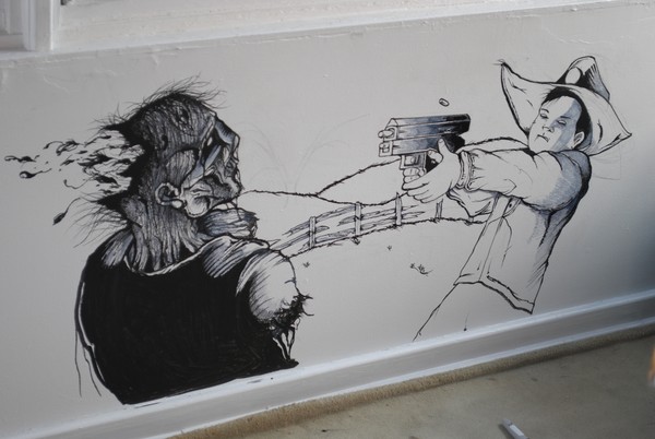 The early stages of my zombie mural