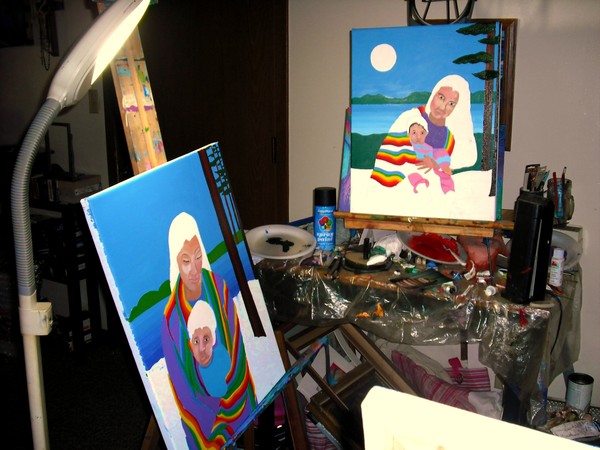 Mother and Child series in oil