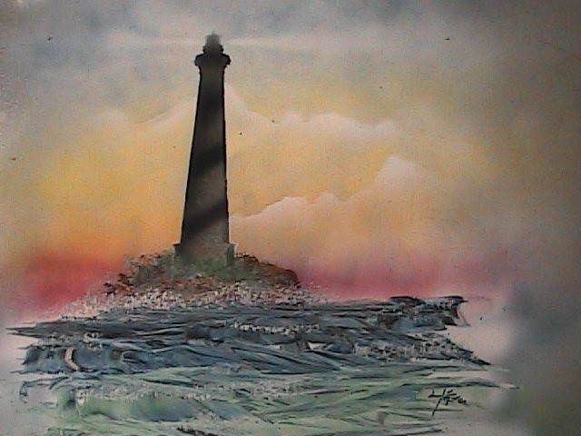 this is painted in a metal piece which i use in the back  and magnets to hold other paintings on it