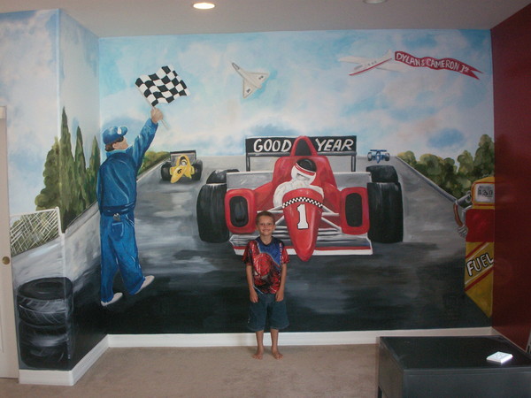 race car mural