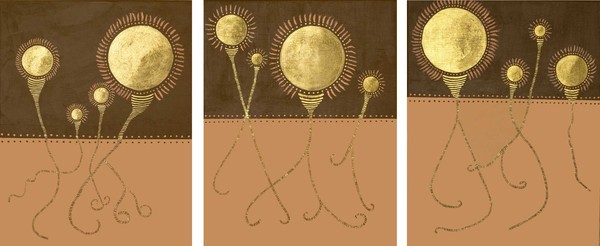 Golden Moonflowers 1, 2 and 3