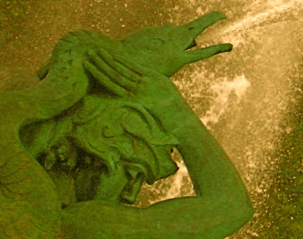 Fountain in Gold and Greens