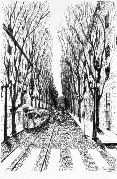 Parisian trolly in the autumn