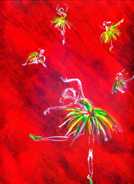 Retro Ballet -Dance of Red fiery birds