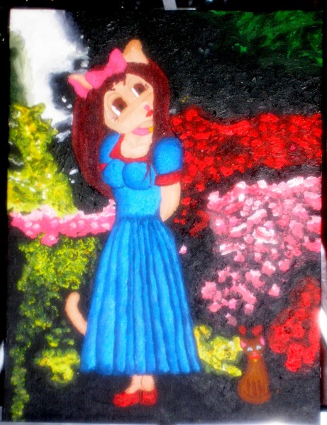 Catgirl in garden