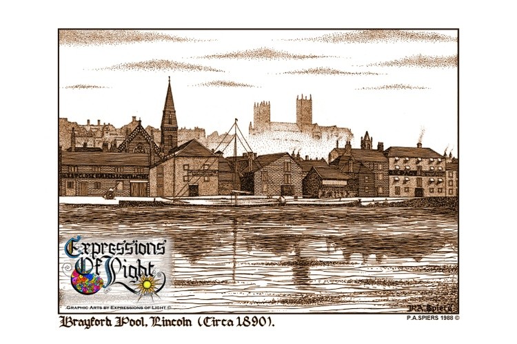 ExpoLight-Graphic-Arts-Lincoln-City-Brayford-Pool-1988-0001 (Pen-&-Ink-Sepia-SP)