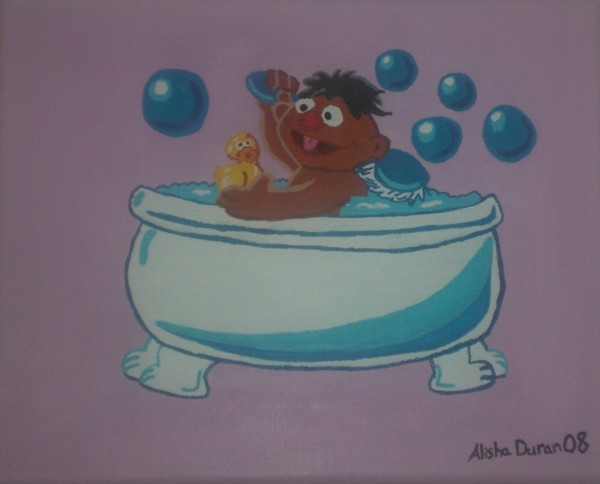 Ernie in the tub