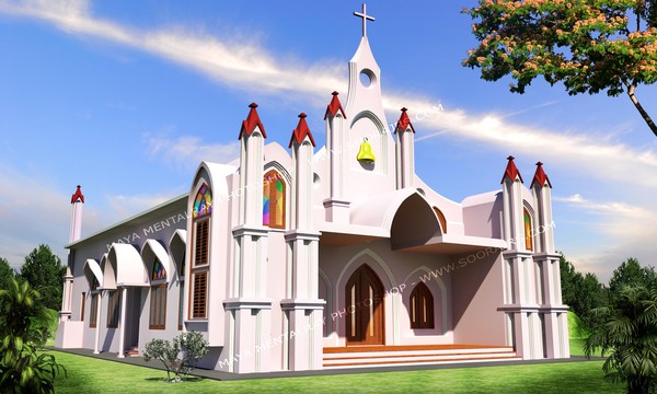 Church - Maya Mental Ray, Photoshop