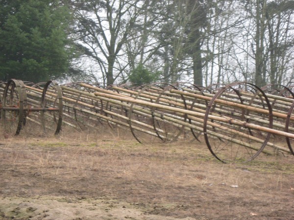 downed forest of irrigation pipe