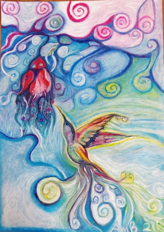 Hummingbird and flower lockdown Art