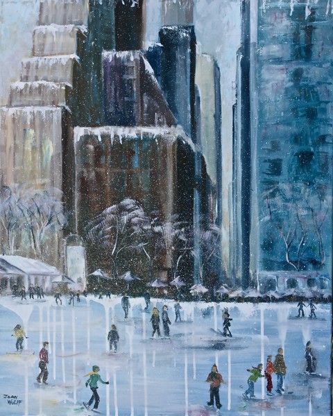 Skating in Snowy Bryant Park NYC