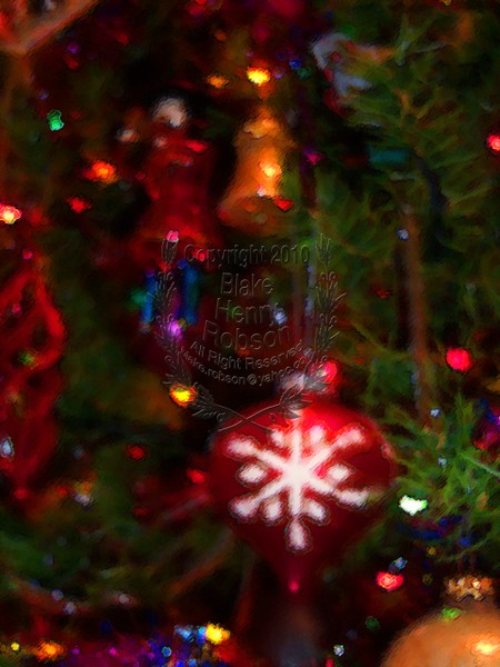 Christmas tree, ornaments, tinsel & colorful light