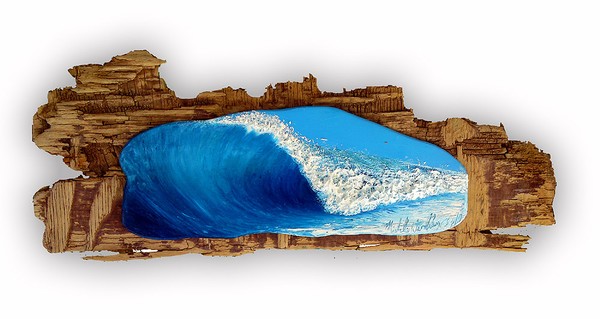 Barrel on Driftwood oil painting