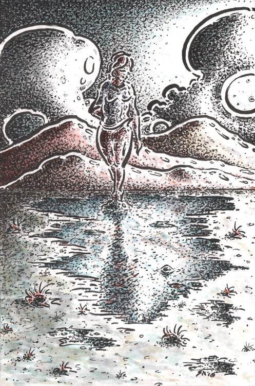 Woman in landscape (small work)