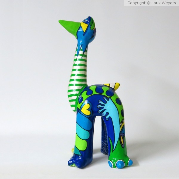 Dopey, greenish blue garden beast