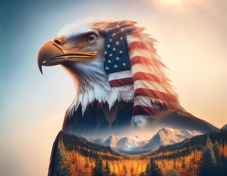  first image is a Majestic American Bald Eagle with American fl (5)