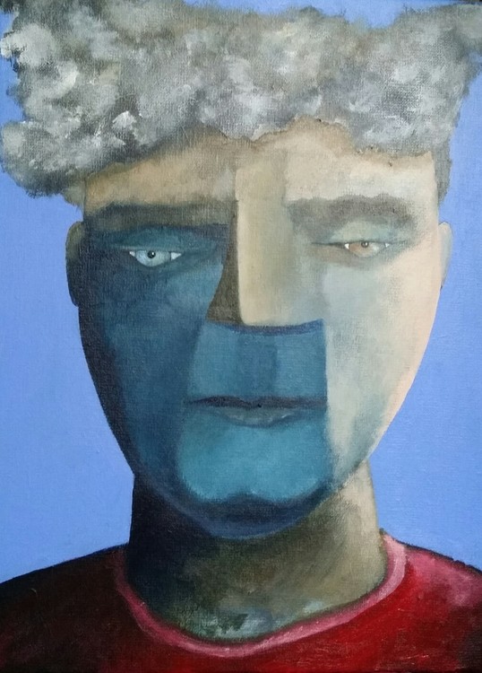 Blue boy with red shirt