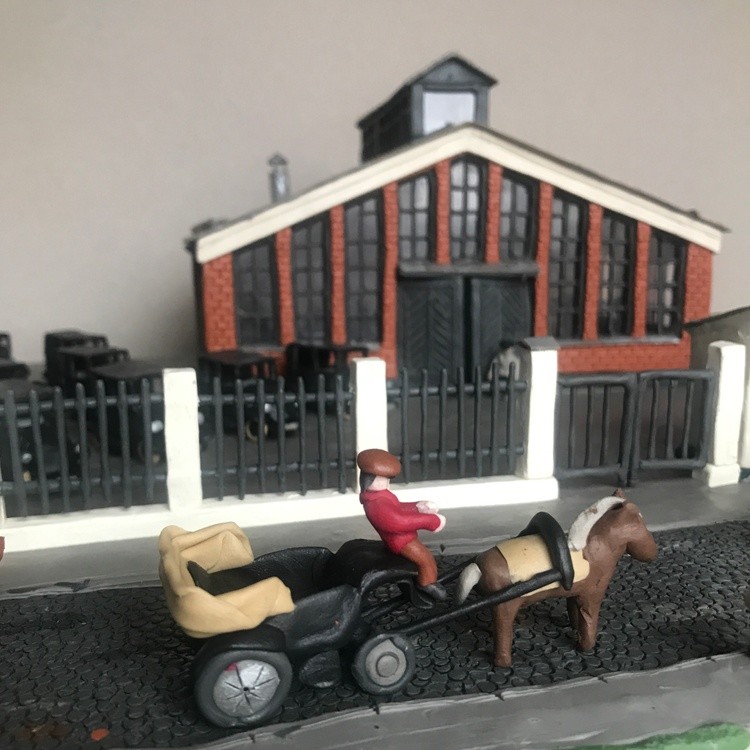 Traffic 3, plasticine, cardboard, 70x50x27 cm
