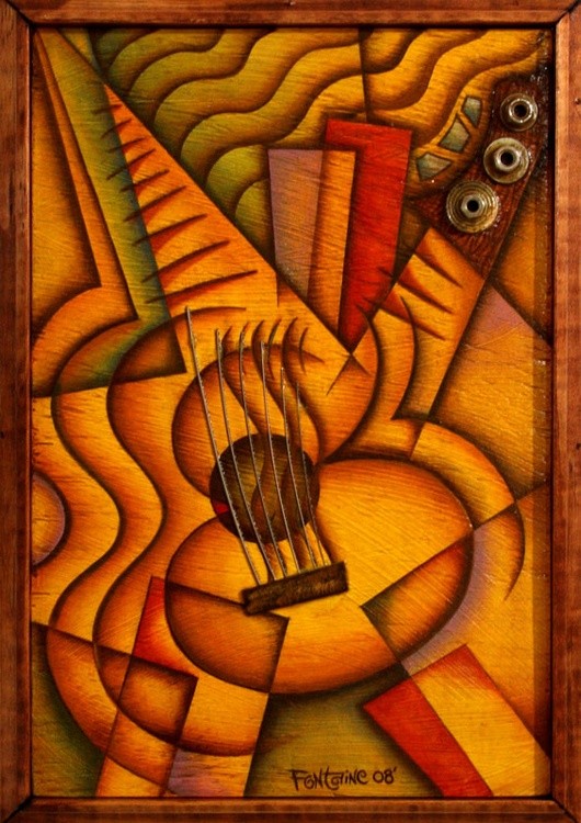 cubist acoustic guitar painting