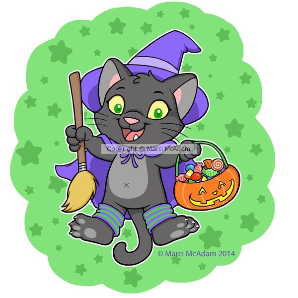 Halloween witch cat