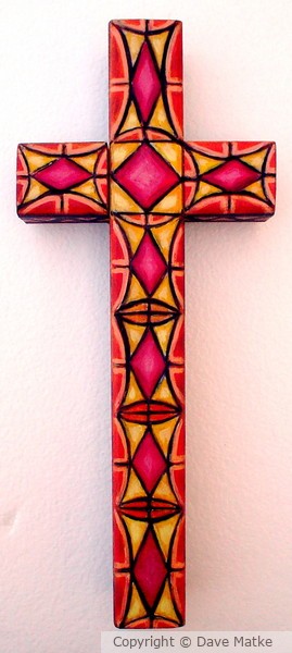 wood cross - rausva ir geltona